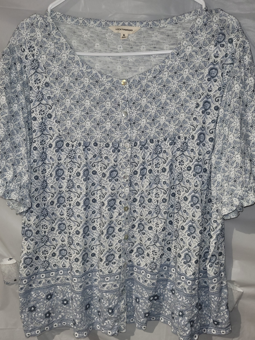 Lucky Brand Blue Floral Button-Front Women's Top